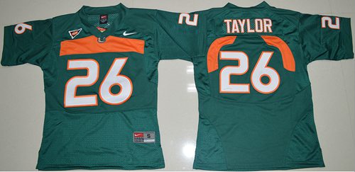 Hurricanes #26 Sean Taylor Green Stitched Youth NCAA Jersey - Click Image to Close